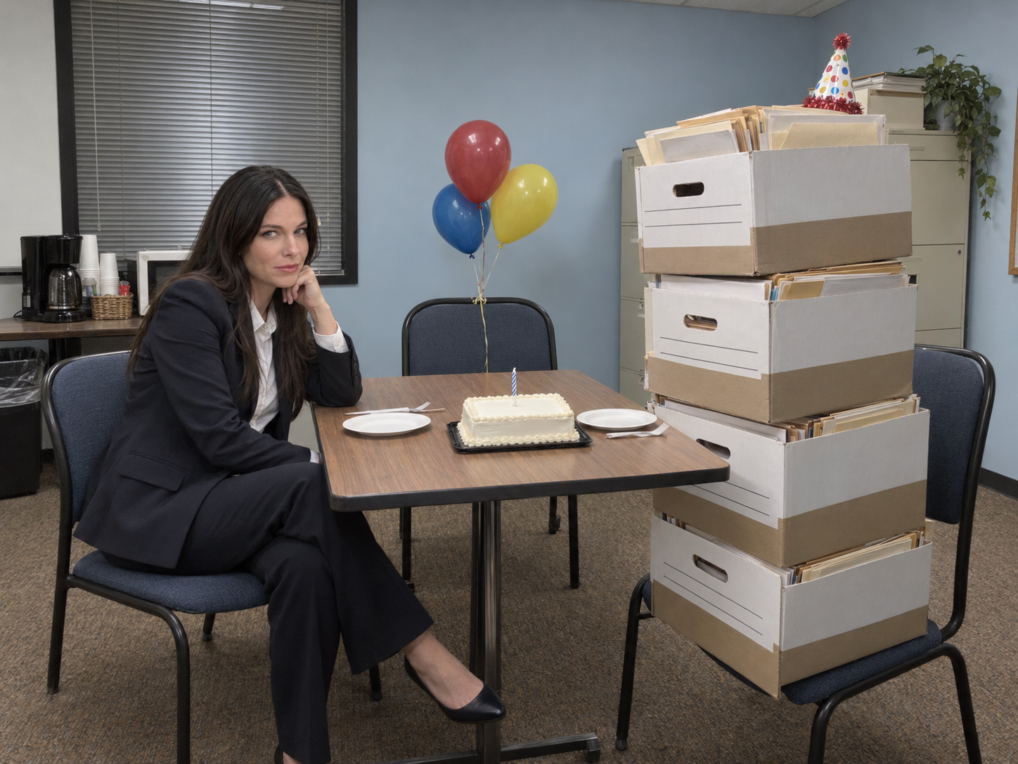 Ari Gurian — The office party. Fictional AI-created visual direction.